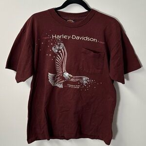 '97 HARLEY DAVIDSON men's burgundy freedom eagle double sided graphic tee, L.